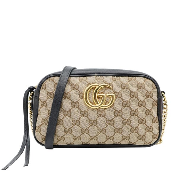 Gucci  Marmont Small Monogram Canvas Camera Crossbody Bag Beige 447632 - Picture 1 of 14